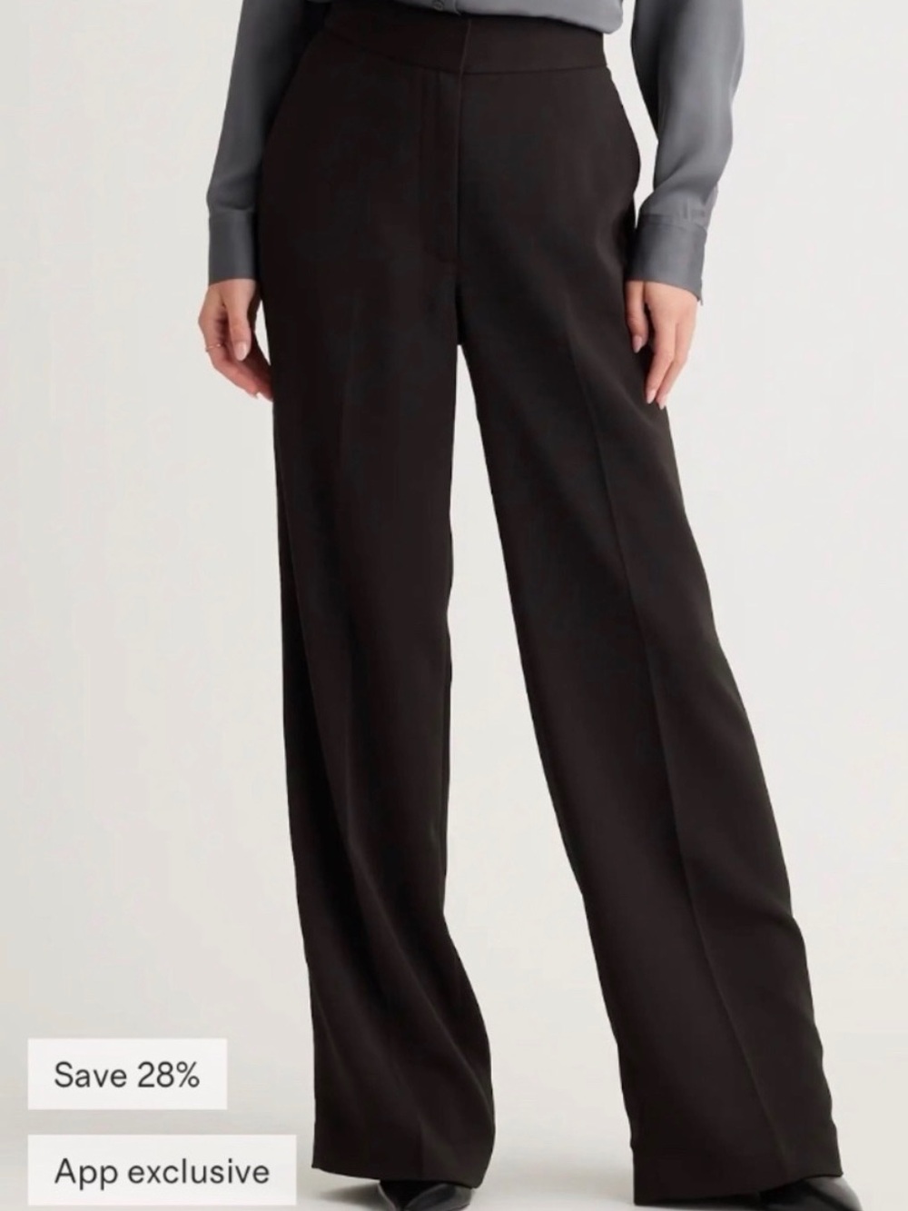 Quince Black Stretch Crepe Straight Leg Trousers Size 2